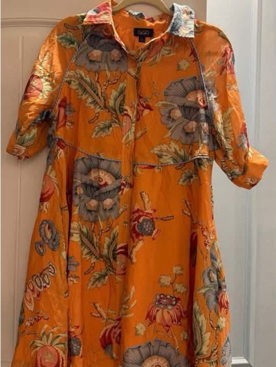 Gigio Dresses & Skirts - Women’s Orange Floral Button-Front Dress with Collar